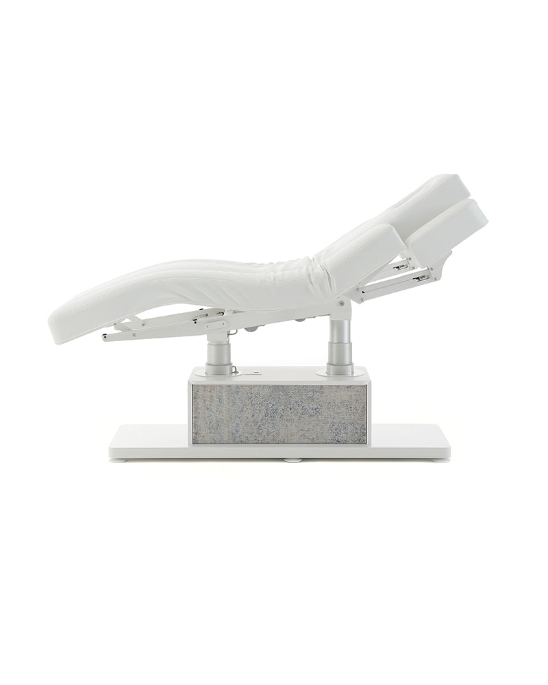 The Clair - White and gray massage treatment table - with motor - with adjustable armrests